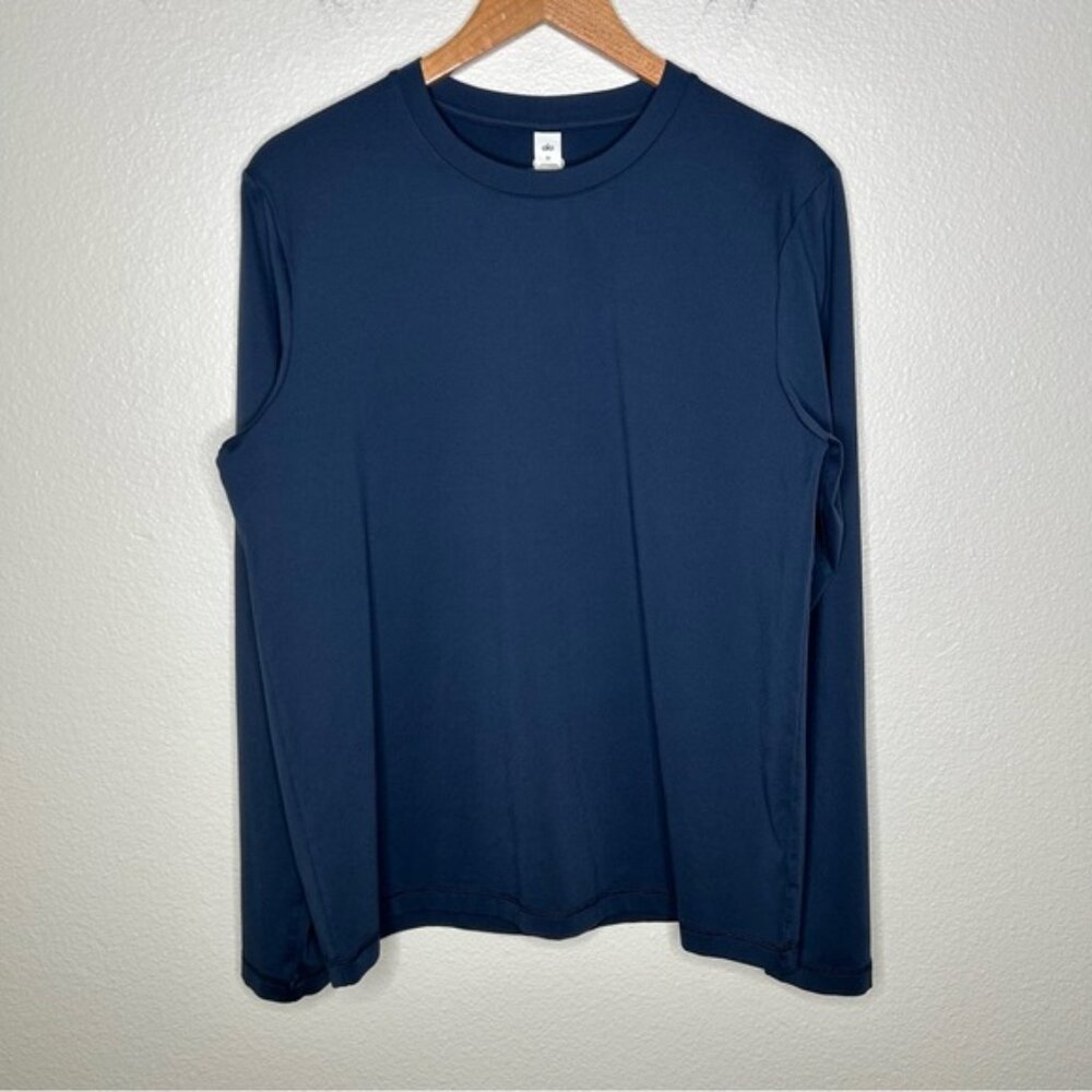 Alo Yoga Conquer Reform Crewneck Long Sleeve blue medium